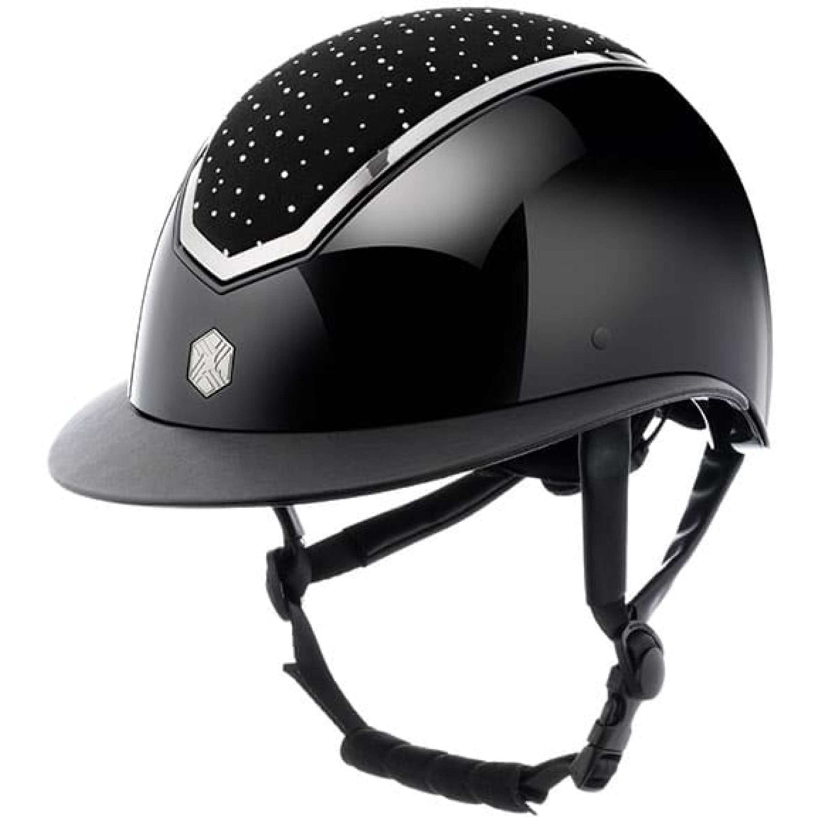 Charles Owen Bombe Kylo Crystal Wide Peak Black Gloss/Chrome Charles Owen Bombe Kylo Crystal Wide Peak Black Gloss/Chrome