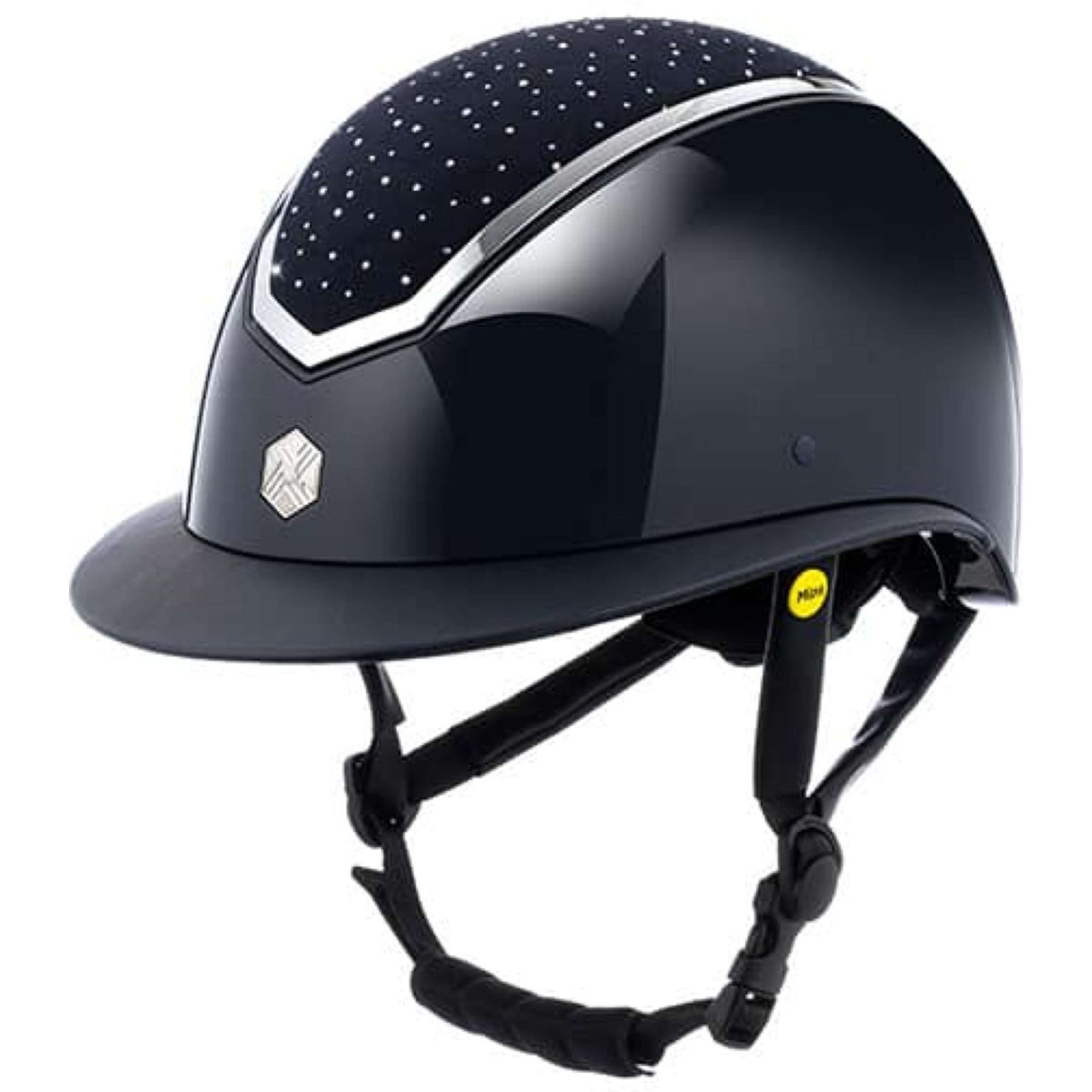 Charles Owen Bombe Kylo Crystal Wide Peak MIPS Navy Gloss/Silver Charles Owen Bombe Kylo Crystal Wide Peak MIPS Navy Gloss/Silver