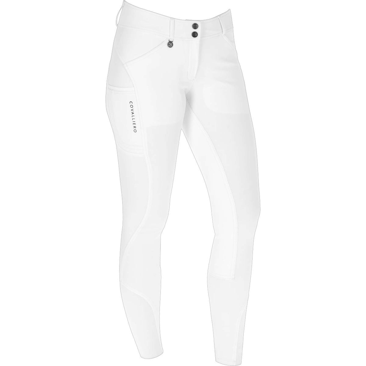 Covalliero Pantalon d'Équitation Premium Leather Full Grip SS25 Blanc