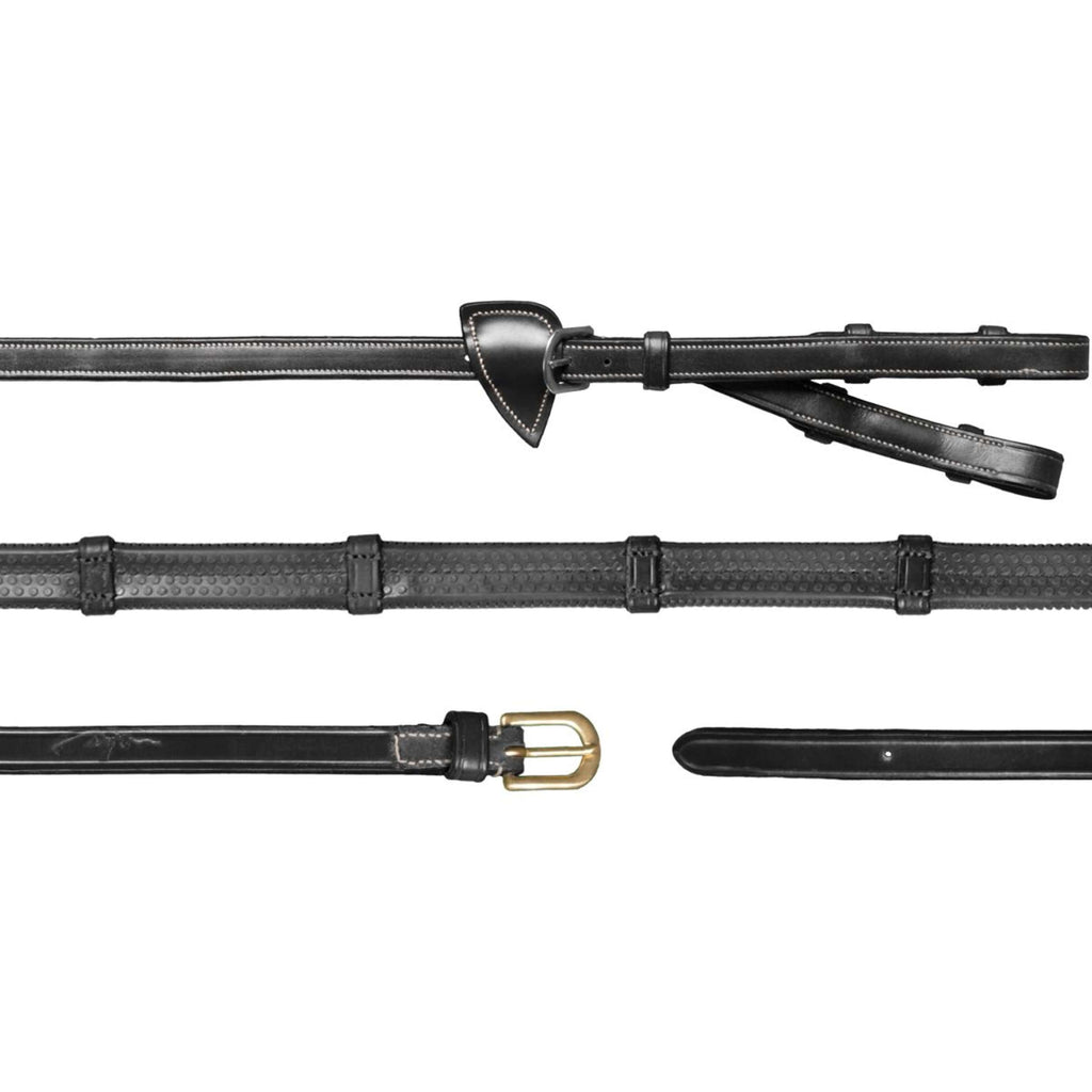 Dyon Rênes Converter Rubber 1/2 avec Arrêts Cuir Noir