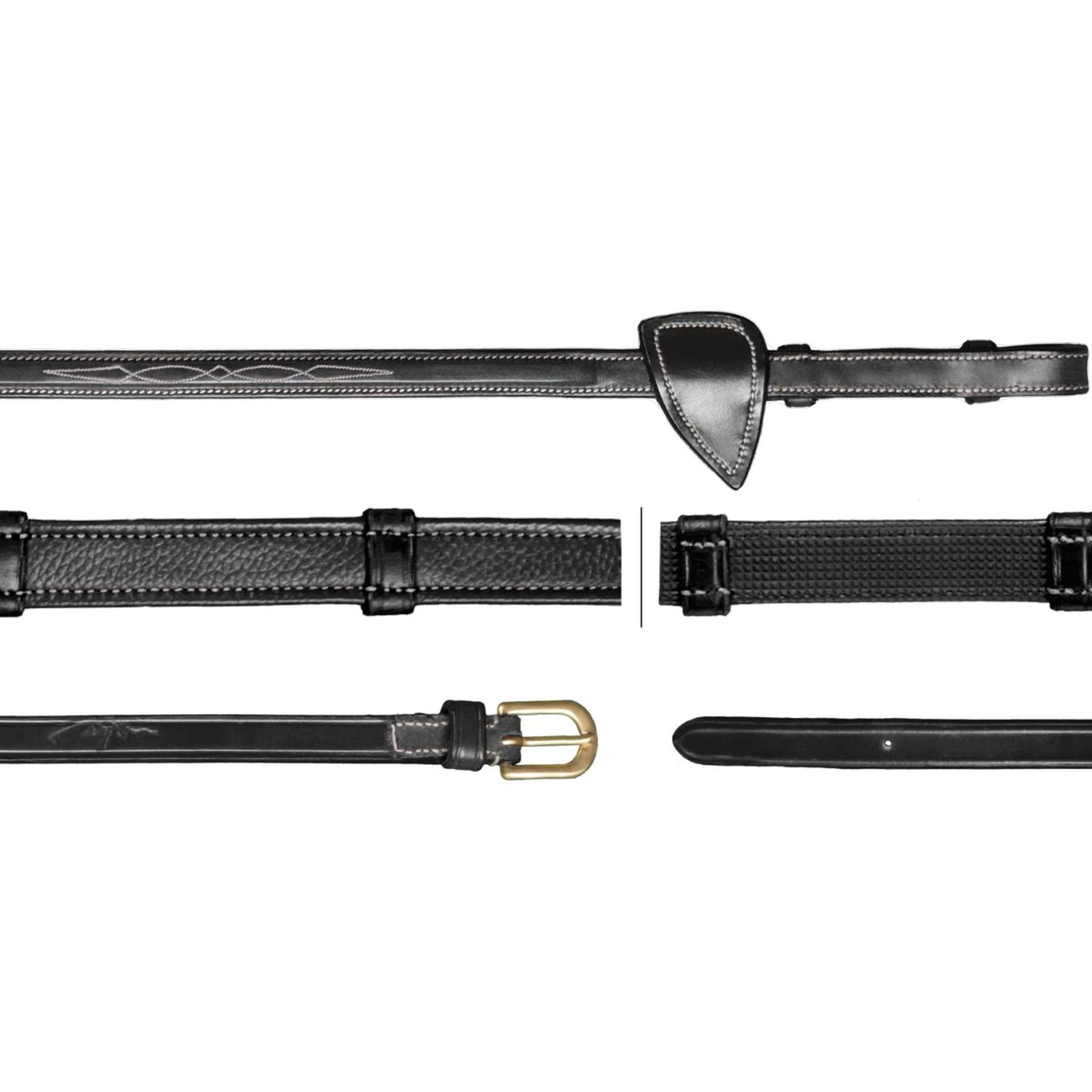 Dyon Rênes Hunter 5/8 avec Arrêts Cuir Noir Dyon Rênes Hunter 5/8 avec Arrêts Cuir Noir