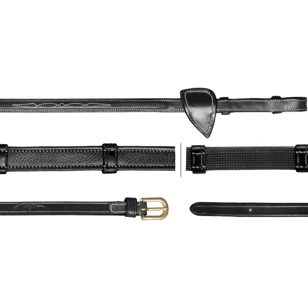 Dyon Rênes Hunter 5/8 avec Arrêts Cuir Noir