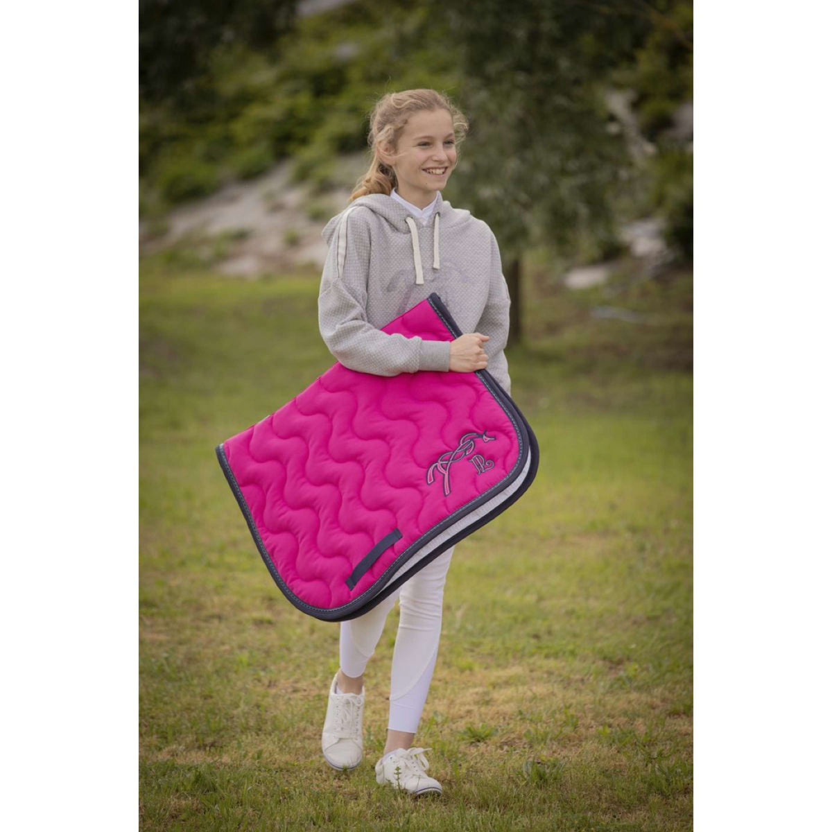 Pénélope Tapis de Selle Classique Polyvalent Fuchsia/Marine