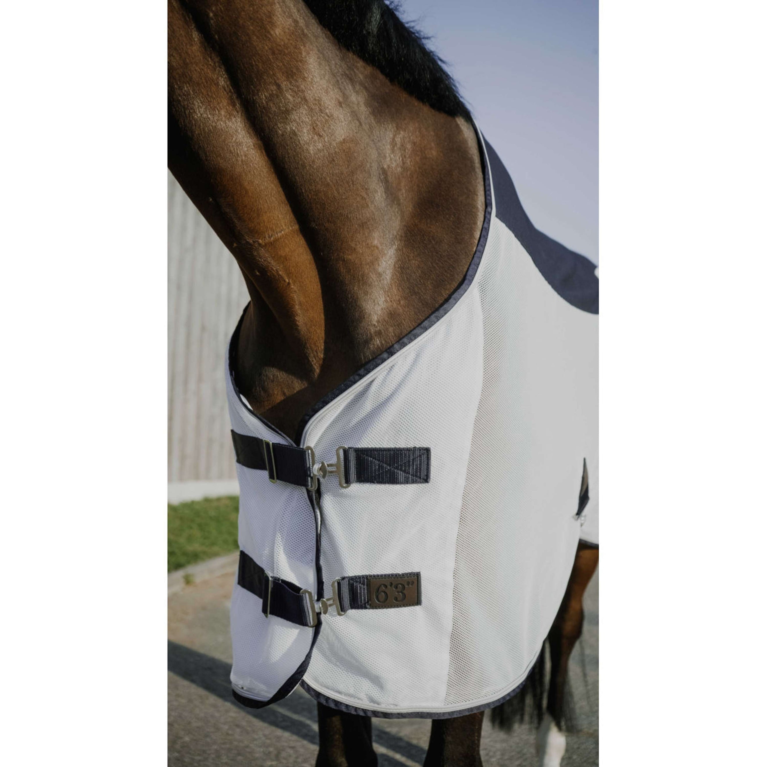 EQUITHÈME Couverture Anti-Mouches Flycool Standard Marine/Blanc