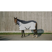 EQUITHÈME Couverture Anti-Mouches Flycool Combo avec Couvre-cou Marine/Blanc