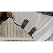 EQUITHÈME Couverture Anti-Mouches Flycool Combo avec Couvre-cou Marine/Blanc