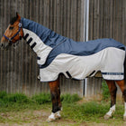 EQUITHÈME Couverture Anti-Mouches TYREX Combofly 600D avec Couvre-cou Navy Blue/Grey