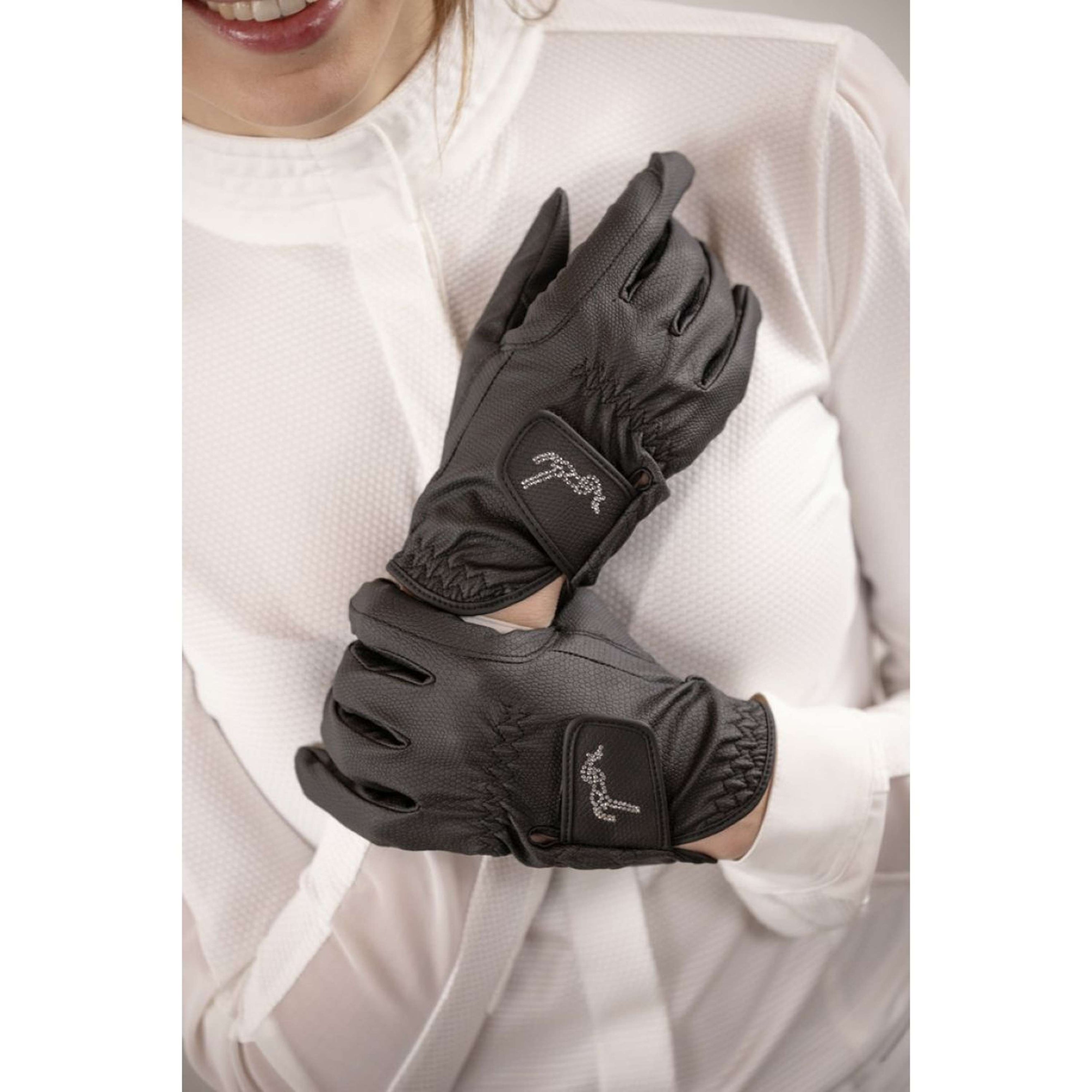 Pénélope Gants d'Équitation Prisma Strass Noir