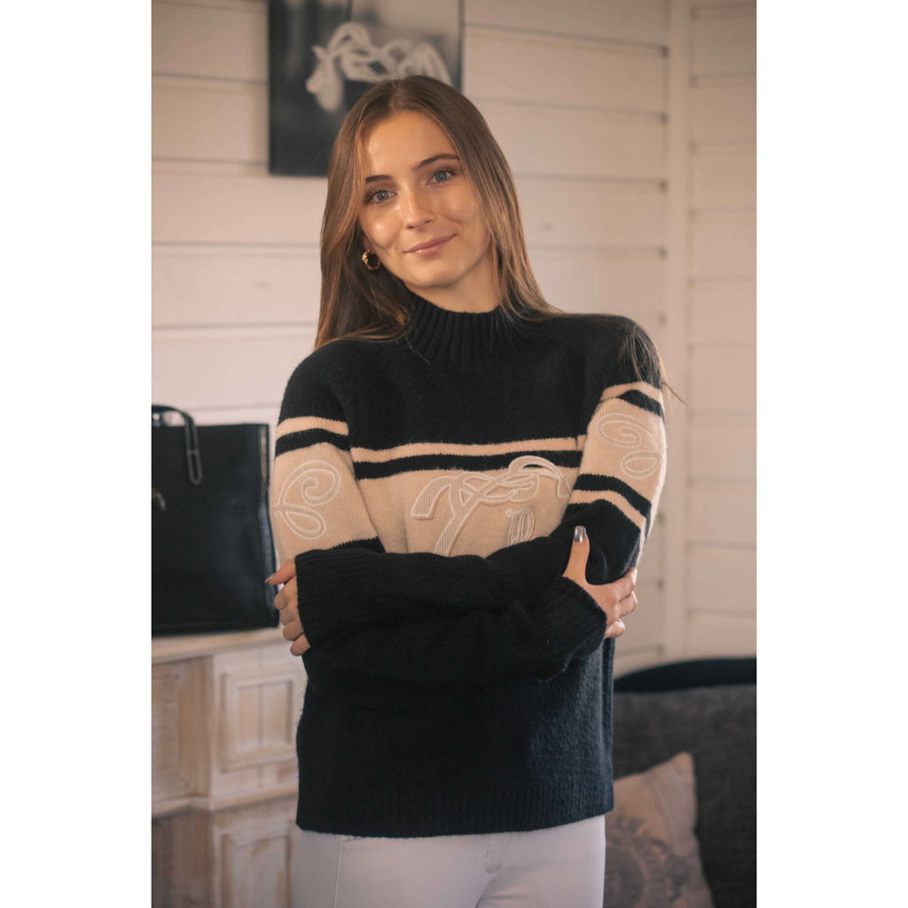 Pénélope Pull Noris Noir/chameau