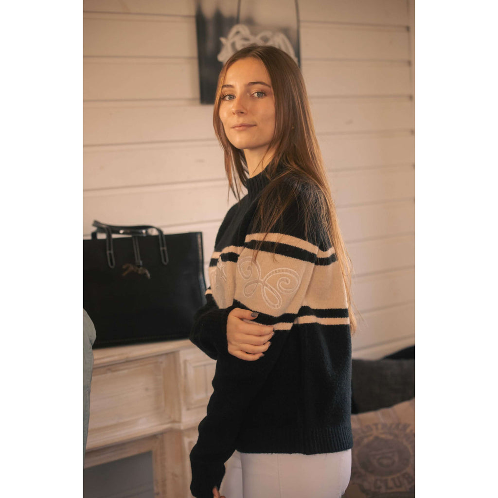 Pénélope Pull Noris Noir/chameau