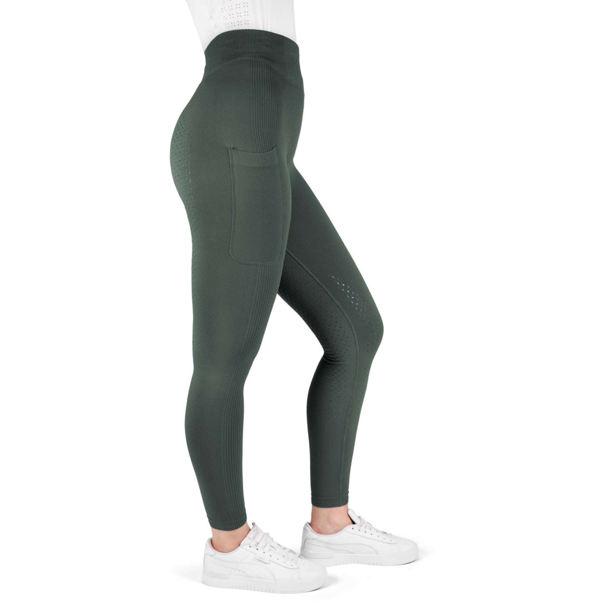 EQUITHÈME Legging d'Équitation Acacia Full Grip Khaki