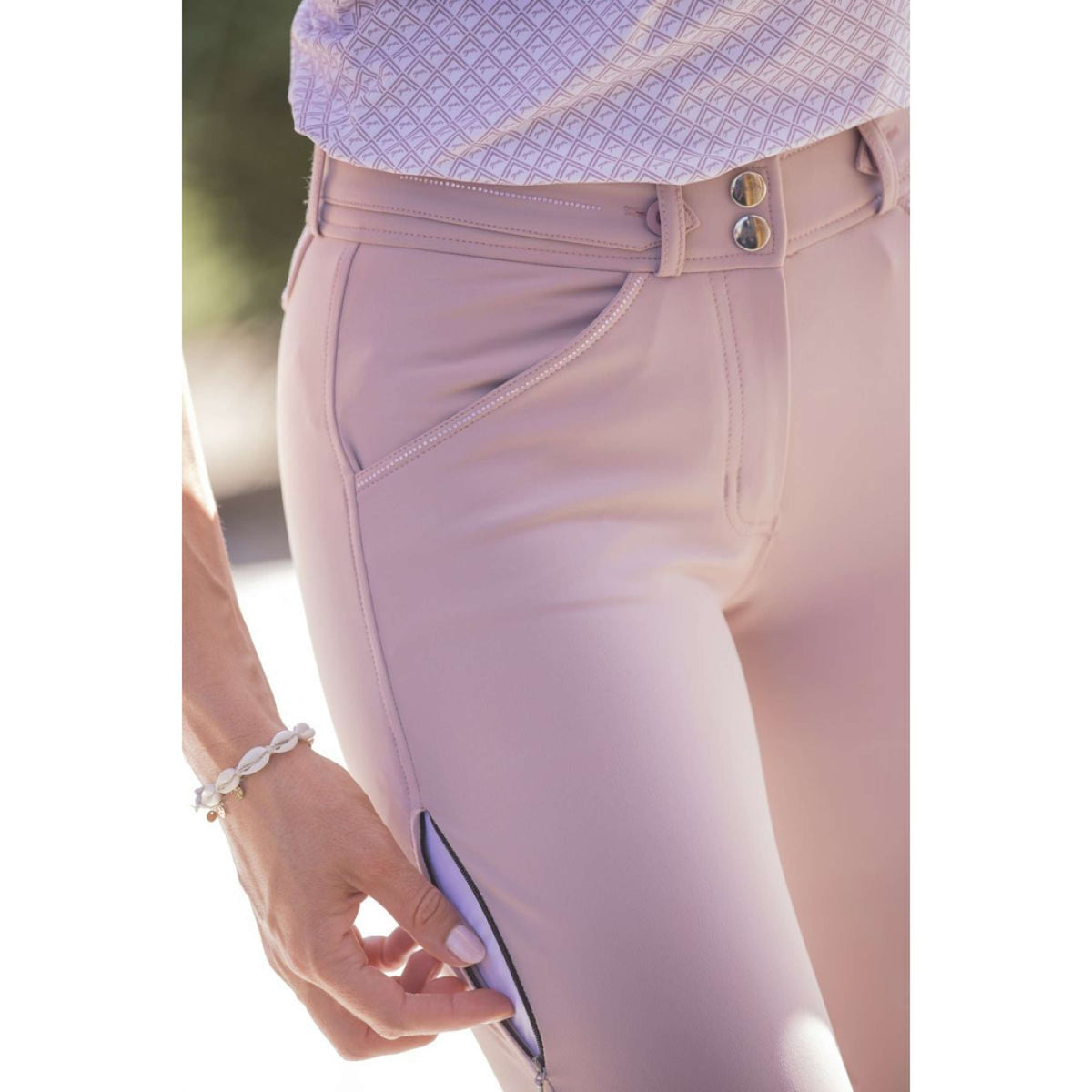 Pénélope Pantalon d'Équitation Elegance Prise de Genou Powder Pink