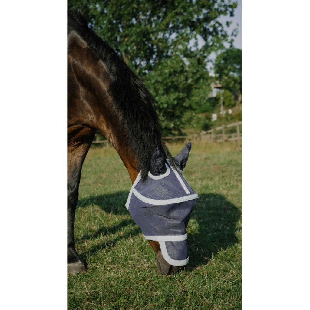 EQUITHÈME Masque Anti-Mouches Hoop avec Protection UV Marin