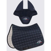 Equiline Tapis de Selle et Bonnet Anti-Mouches de Saut Octagon Eqflaggy Marine