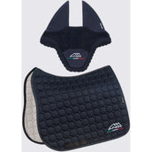 Equiline Tapis de Selle et Bonnet Anti-Mouches Dressage Octagon Marine