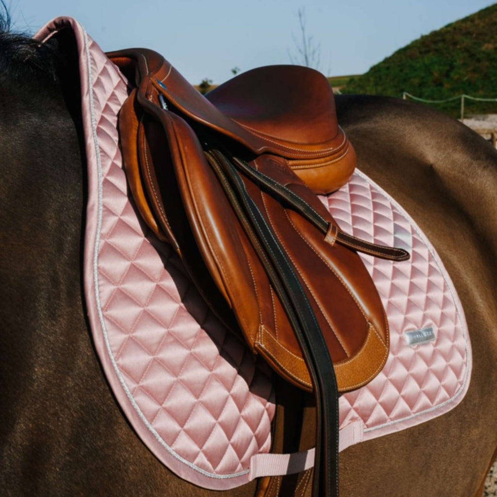 EQUITHÈME Tapis de Selle Nacre de Saut Rose