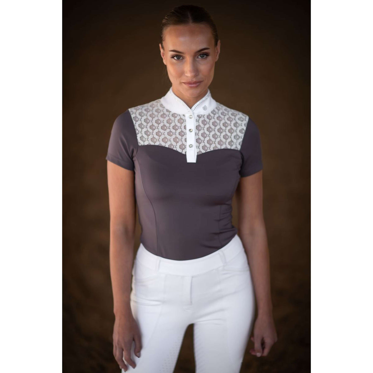 Equestrian Stockholm T-shirt de Concours Crystal Champion Blanc/Dark Violet