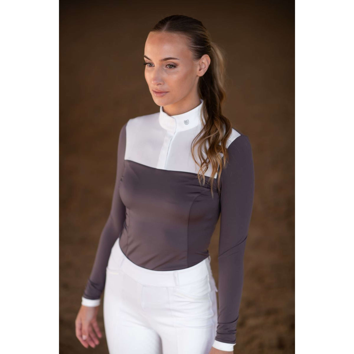 Equestrian Stockholm T-shirt de Concours Fine Line Blanc/Dark Violet