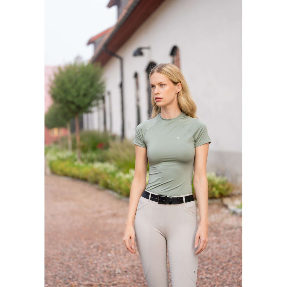 Equestrian Stockholm Chemise Dynamic Short Sleeve Pistachio White