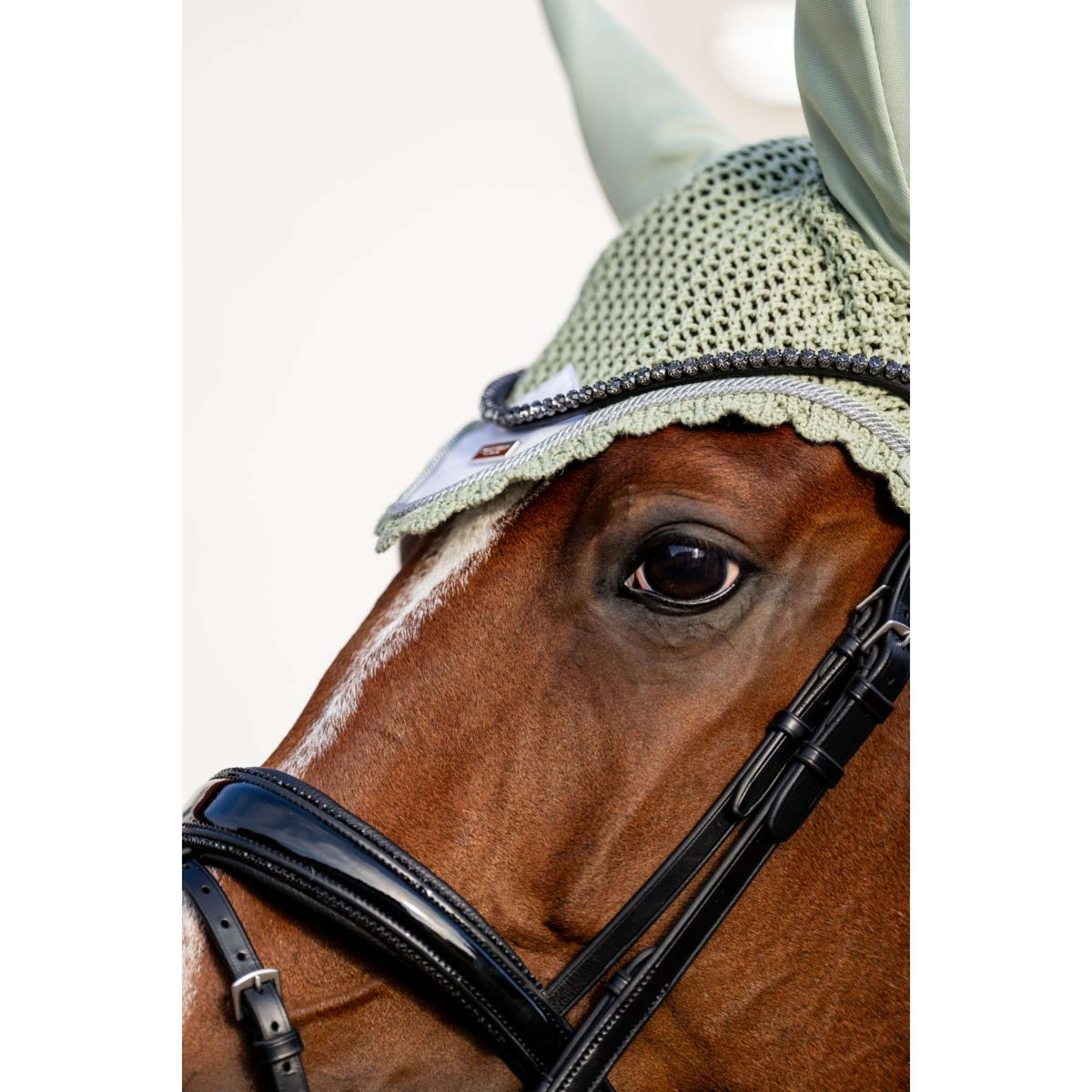 Equestrian Stockholm Bonnet Anti-Mouches Pistachio White