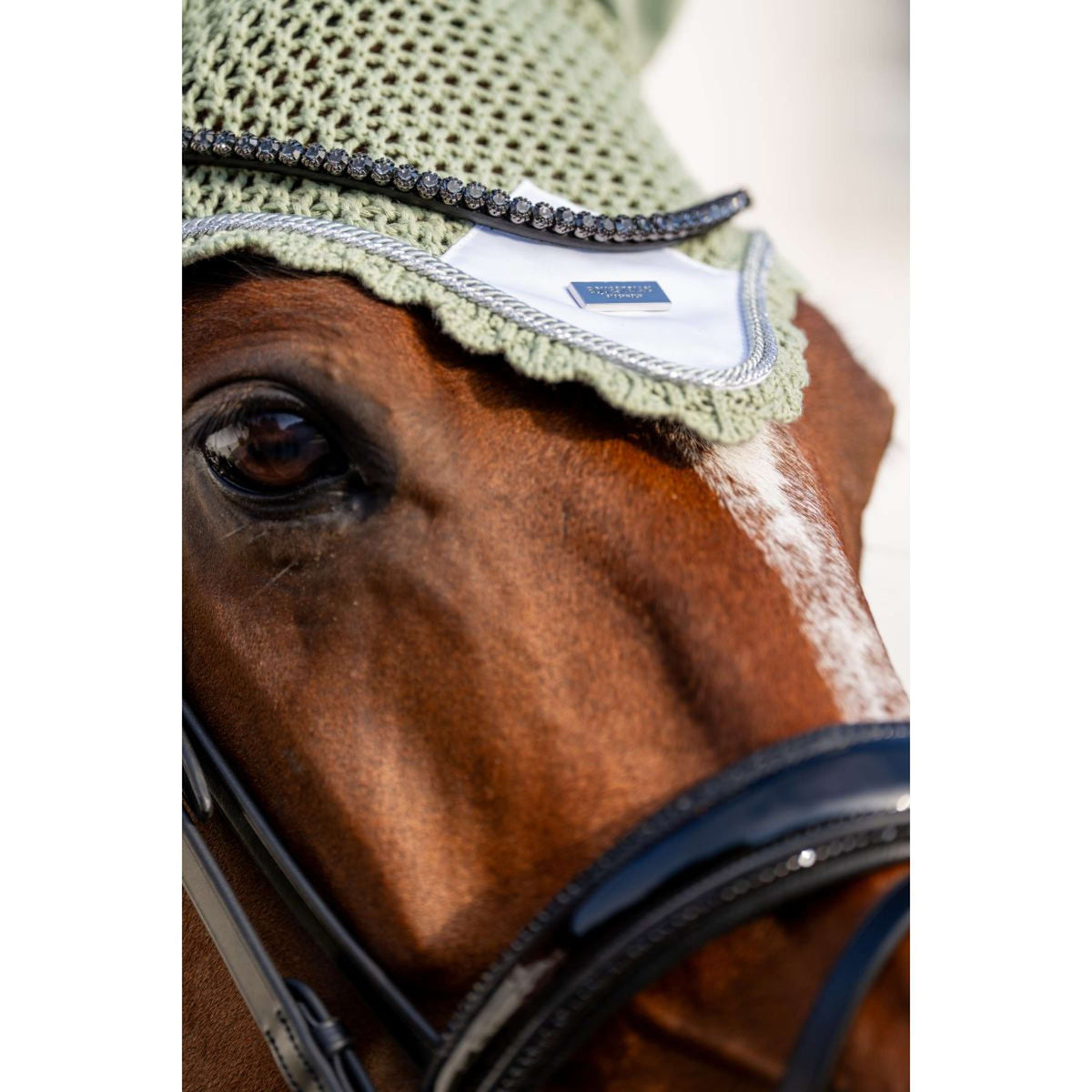 Equestrian Stockholm Bonnet Anti-Mouches Pistachio White