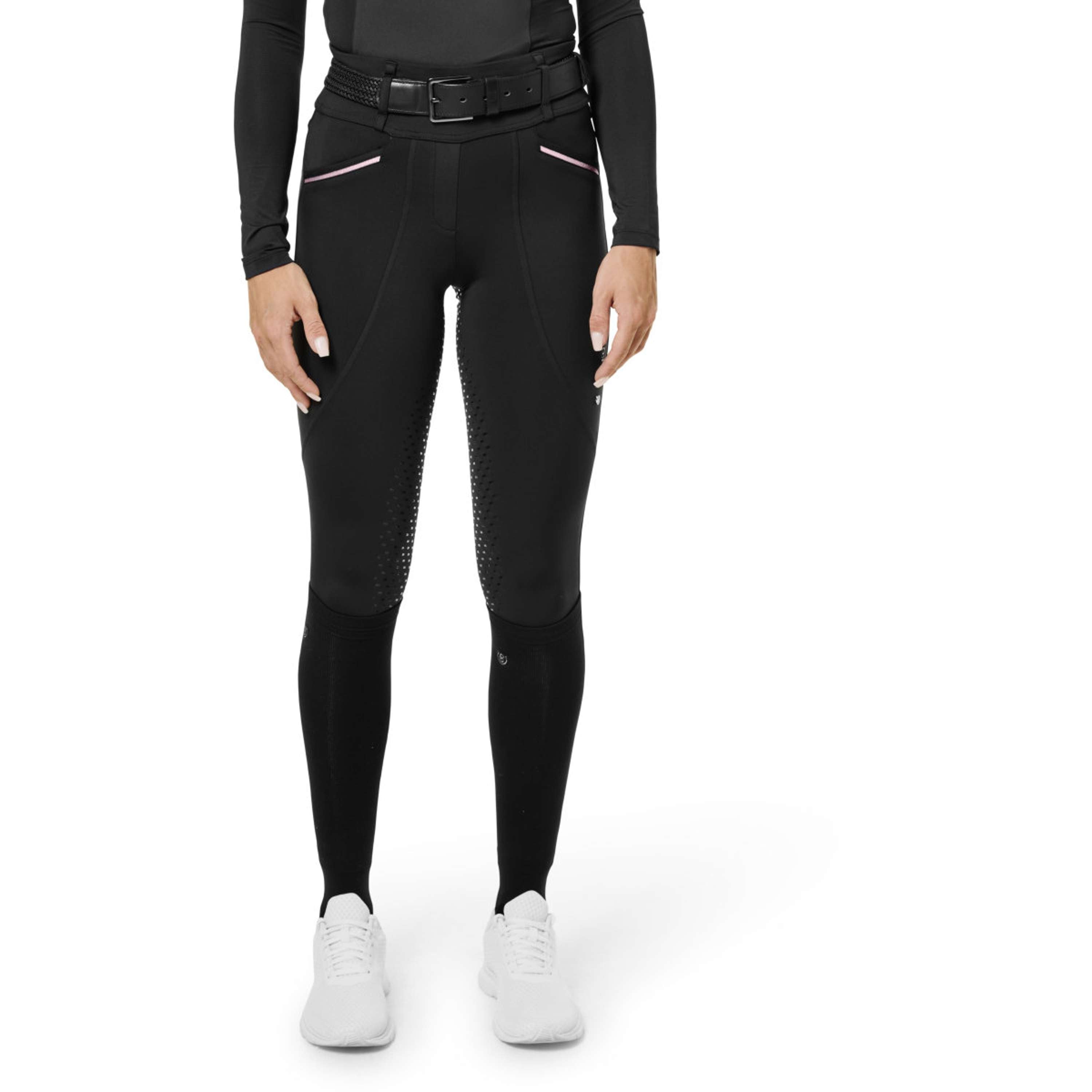 Equestrian Stockholm Legging d'Équitation Premium Full Grip Black & Pink Glimmer