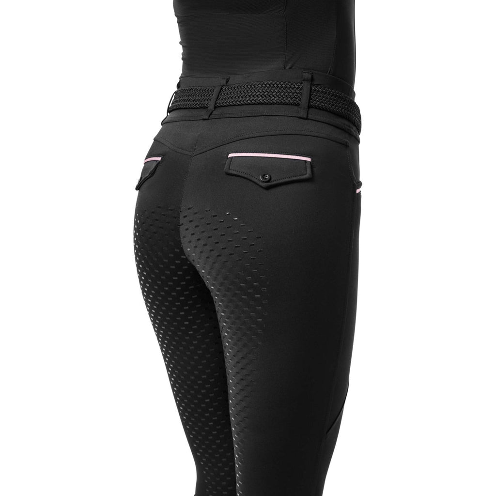 Equestrian Stockholm Legging d'Équitation Premium Full Grip Black & Pink Glimmer