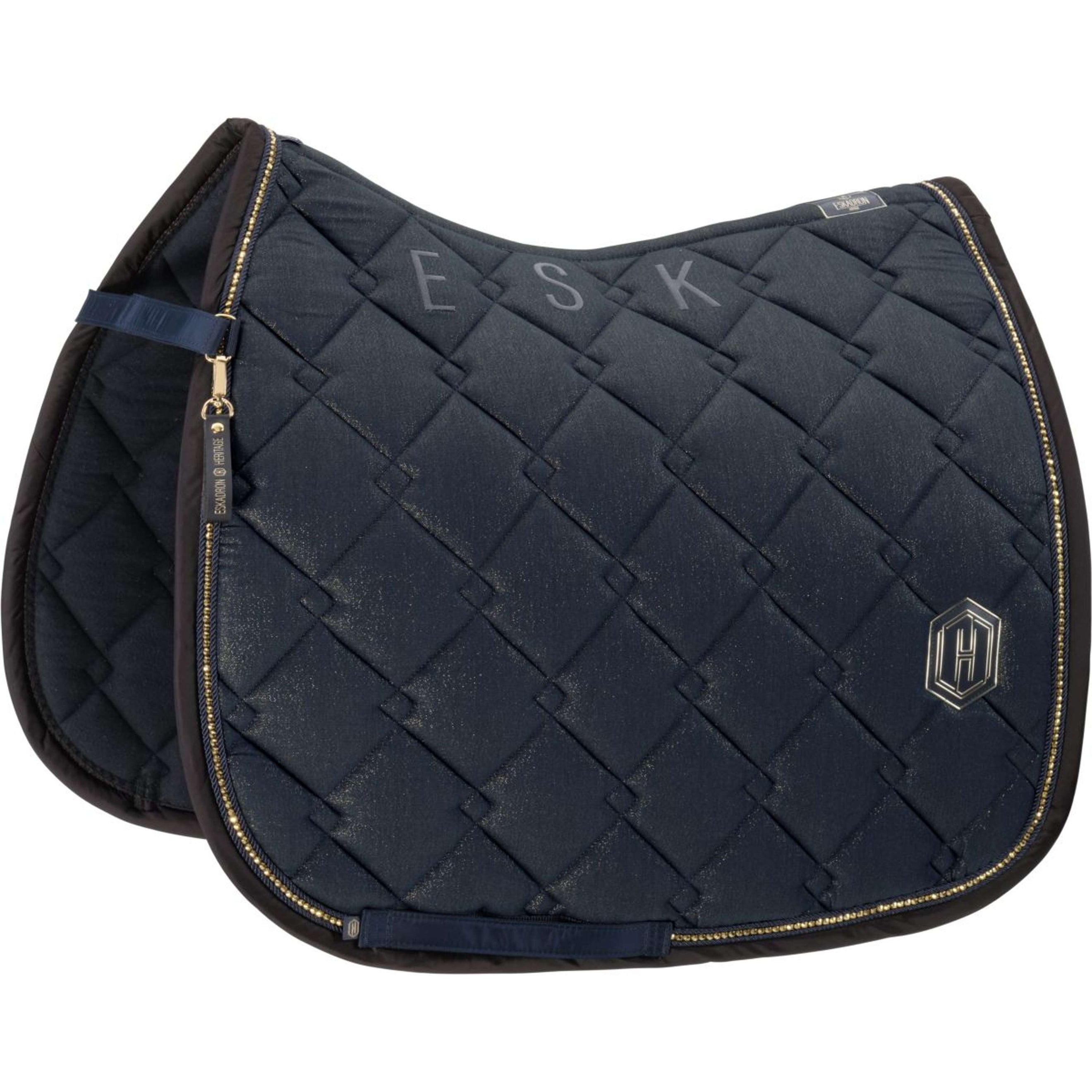 Eskadron Tapis de Selle Heritage Cotton Glitter Crystal Dressage Marin