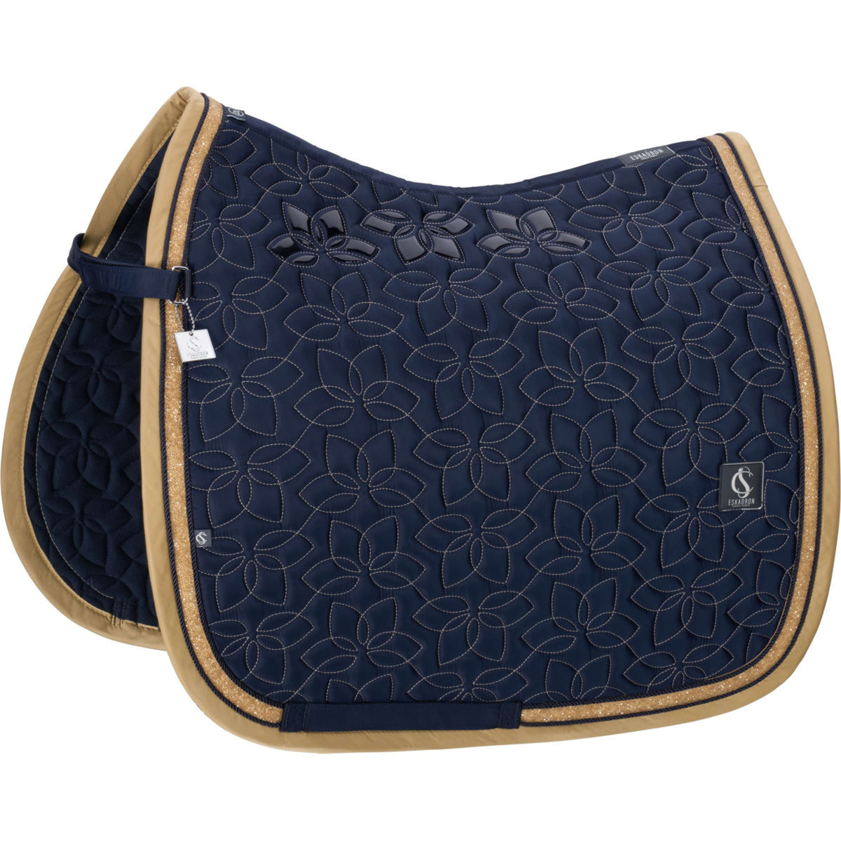 Eskadron Tapis de Selle Classic Sports Glossy Jewel Contrast Dressage Marin