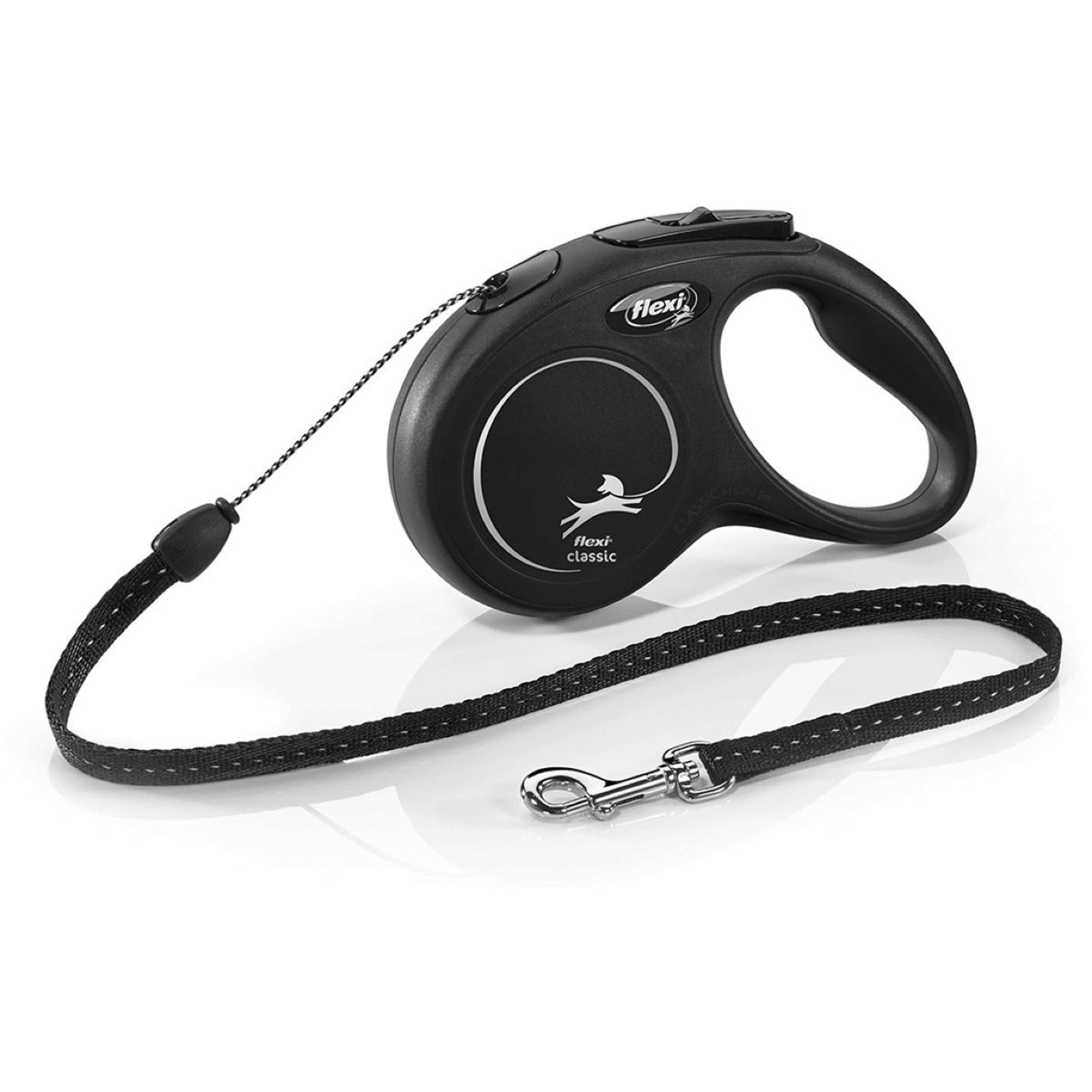 Flexi Laisse pour Chien New Classic Corde Noir