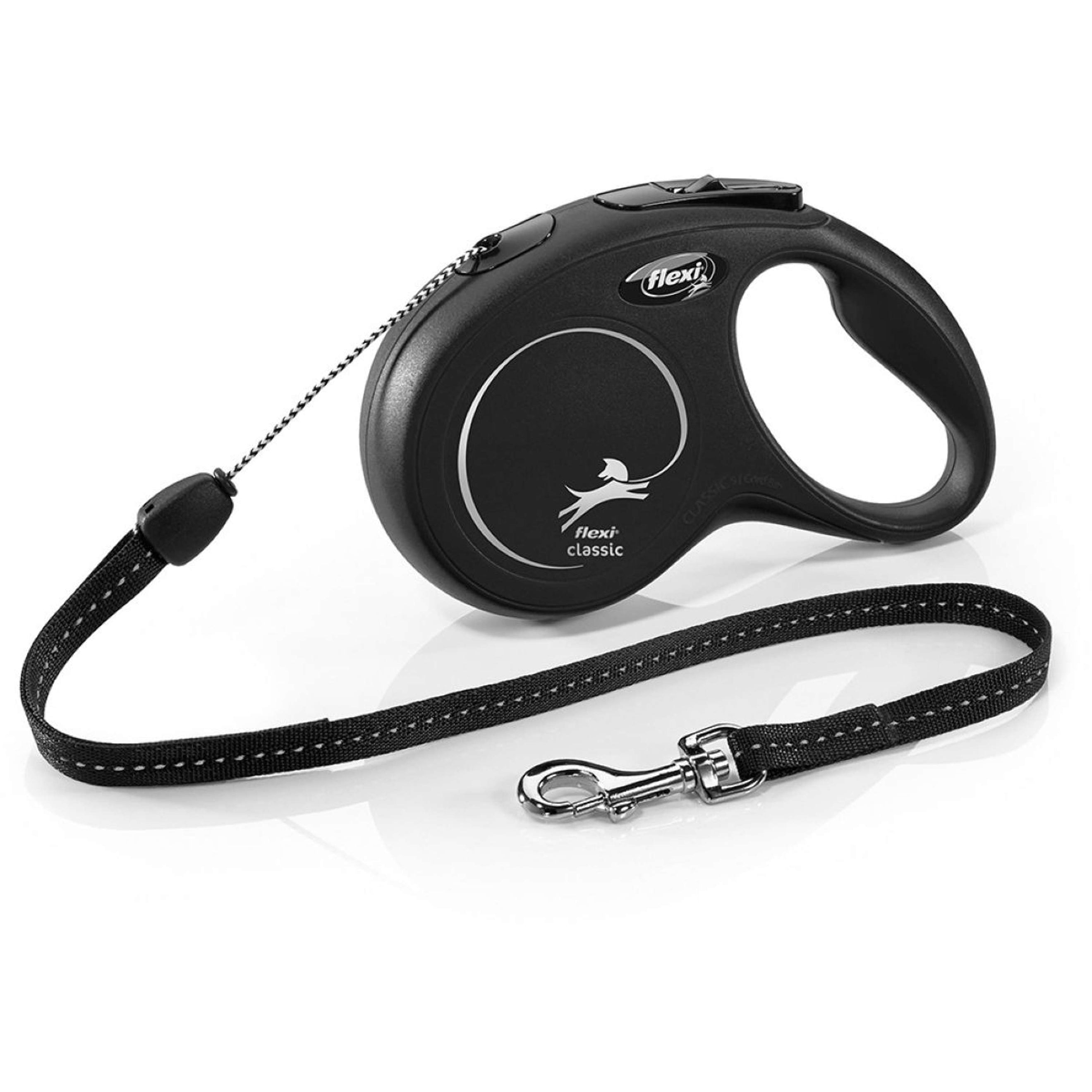 Flexi Laisse pour Chien New Classic Corde S Noir