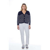 Harcour Pull Camelia Cardigant Femme Marine/Blanc