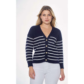 Harcour Pull Camelia Cardigant Femme Marine/Blanc