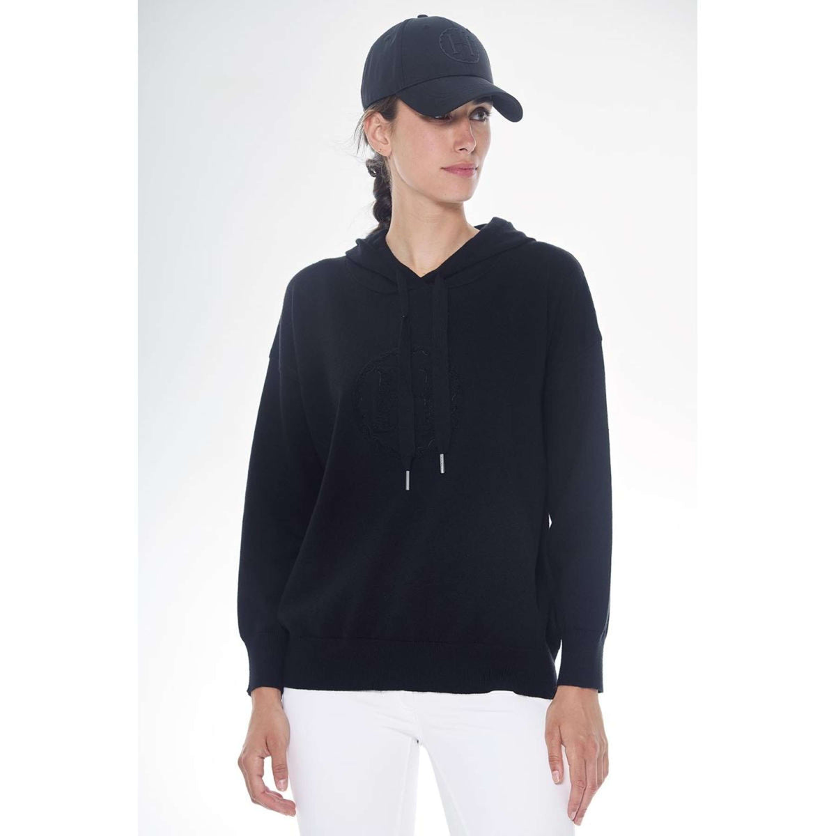 Harcour Pull col Hoodie Santa Femme Noir