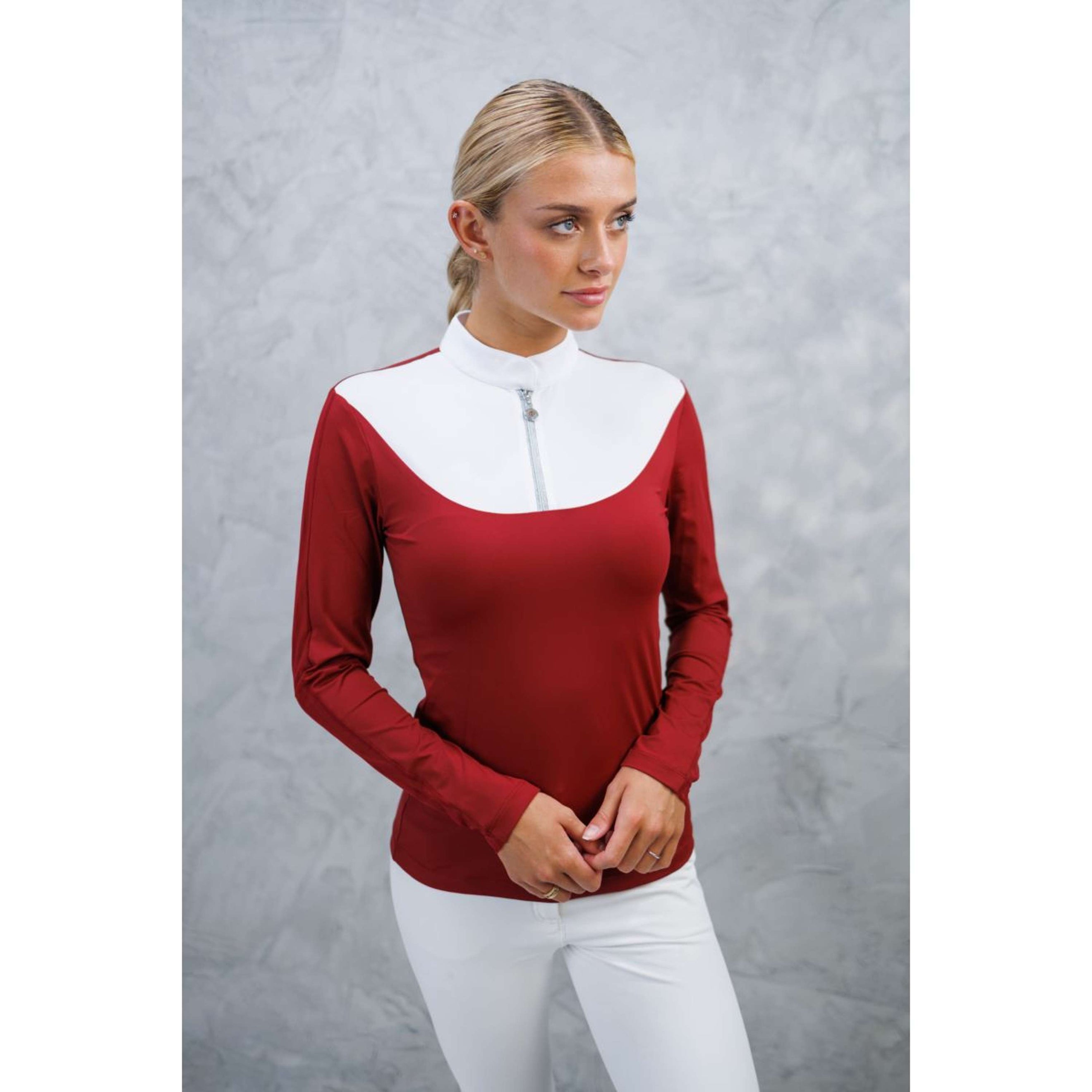 Harcour Wedstrijdshirt Coquette Longues Manches Rouge Rubis