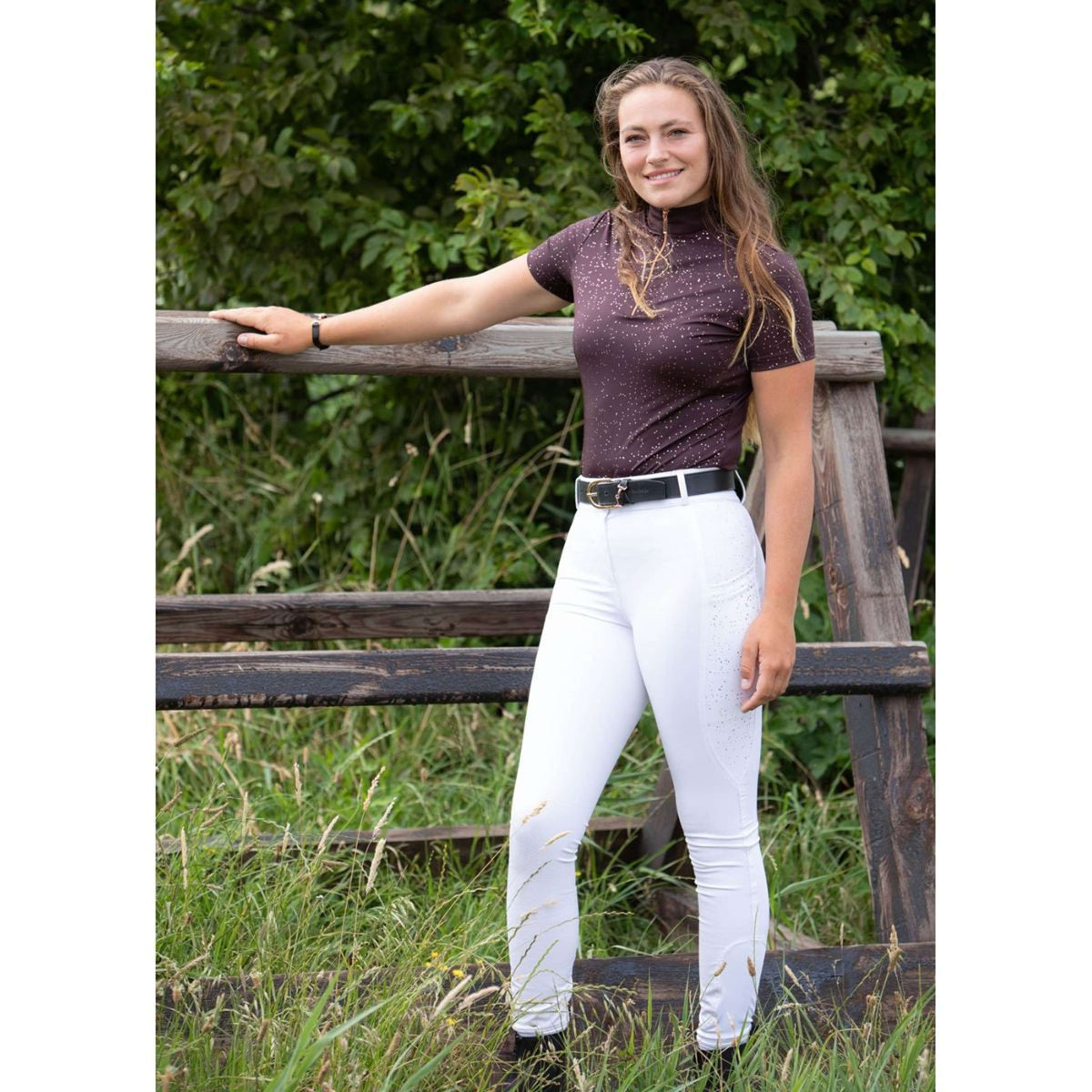 Harry's Horse Pantalon d'Équitation EQS Burgundy Full Grip Blanc