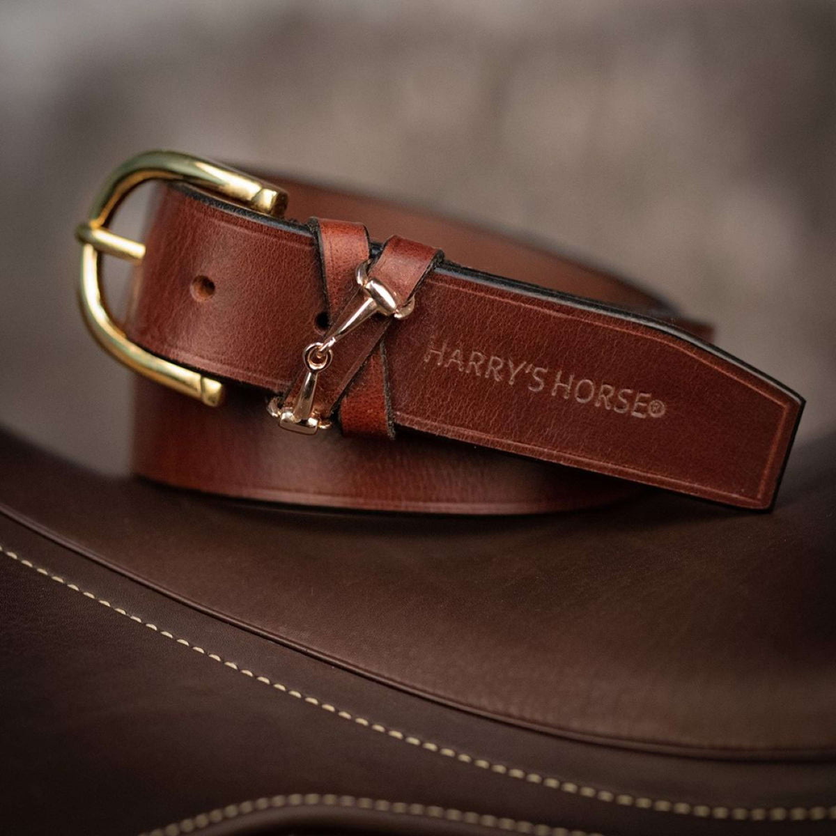 Harry's Horse Ceinture Bit Cuir Marron/or