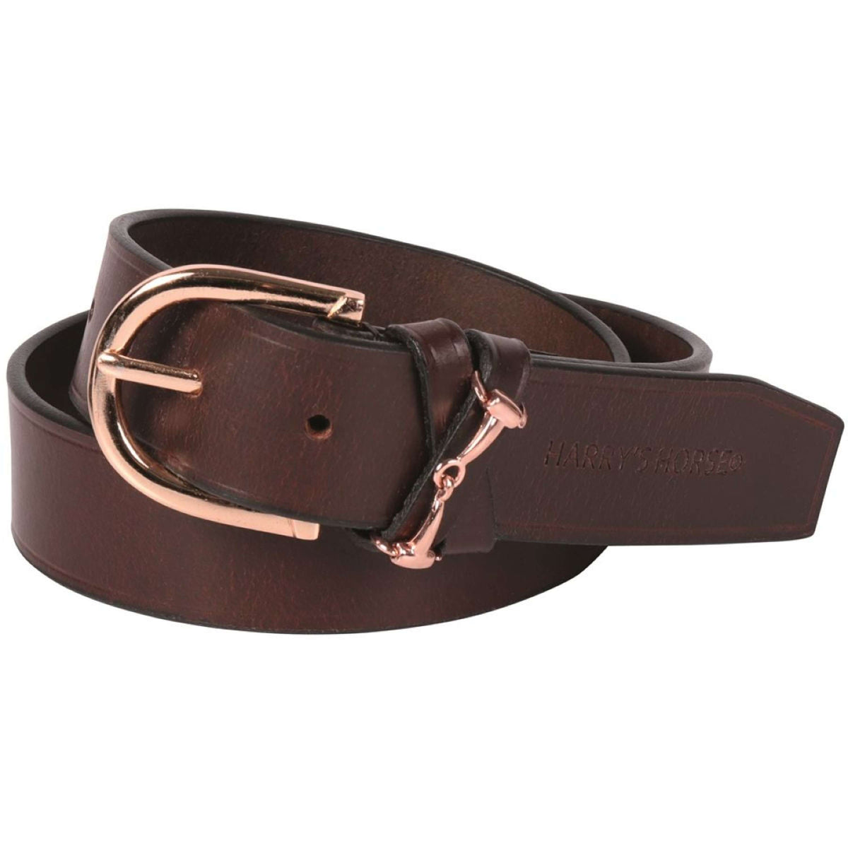 Harry's Horse Ceinture Bit Cuir Marron/Or Rose