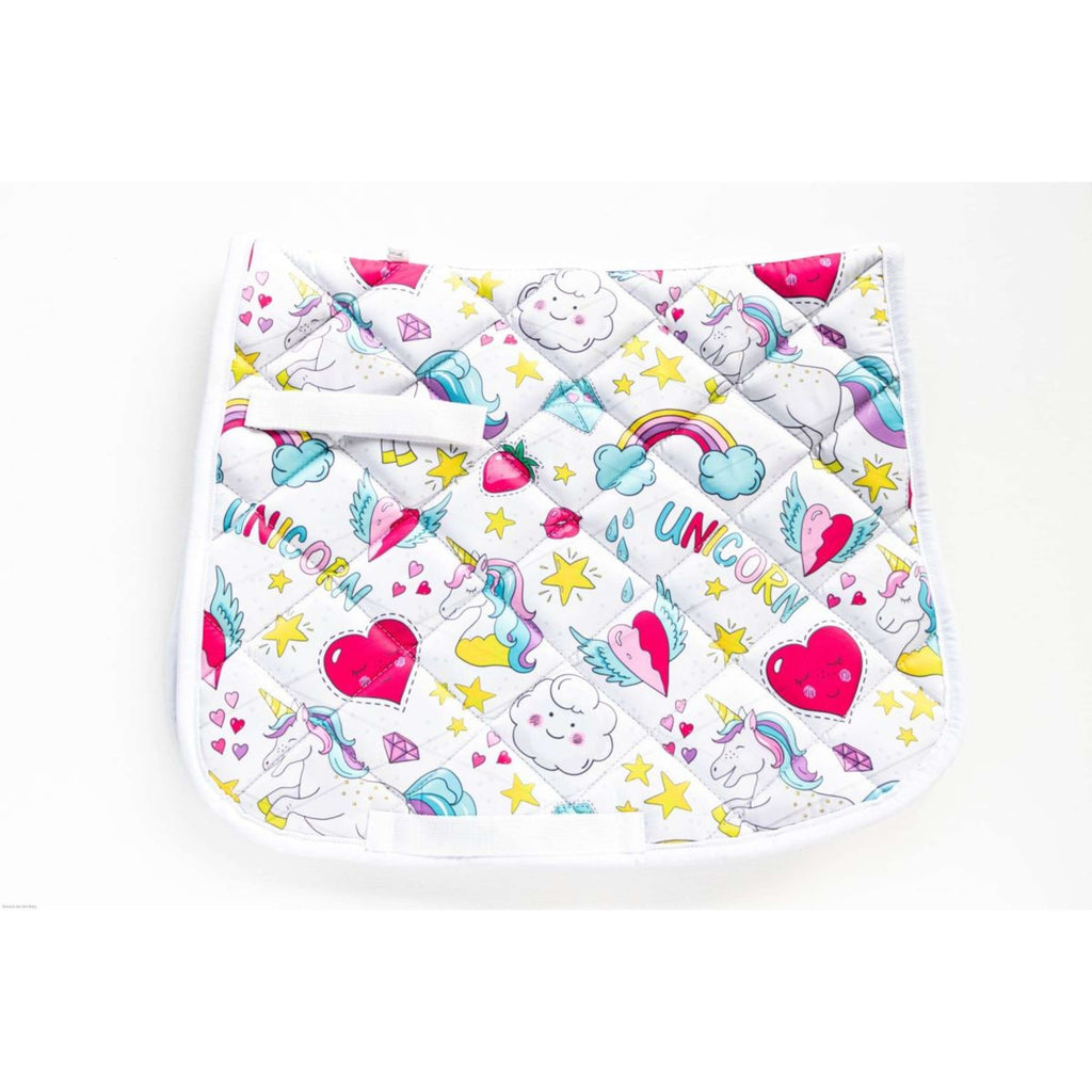 HB Tapis de Selle Unicorn Cartoon Impression Blanche