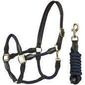 HORKA Ensemble Licol Cuir avec corde Marron/blue