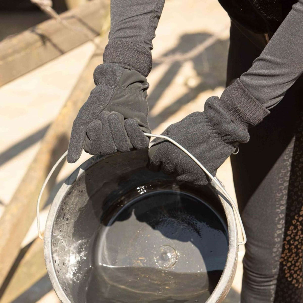 Harry's Horse Gants d'Équitation Fleece Waterproof Hipora Noir