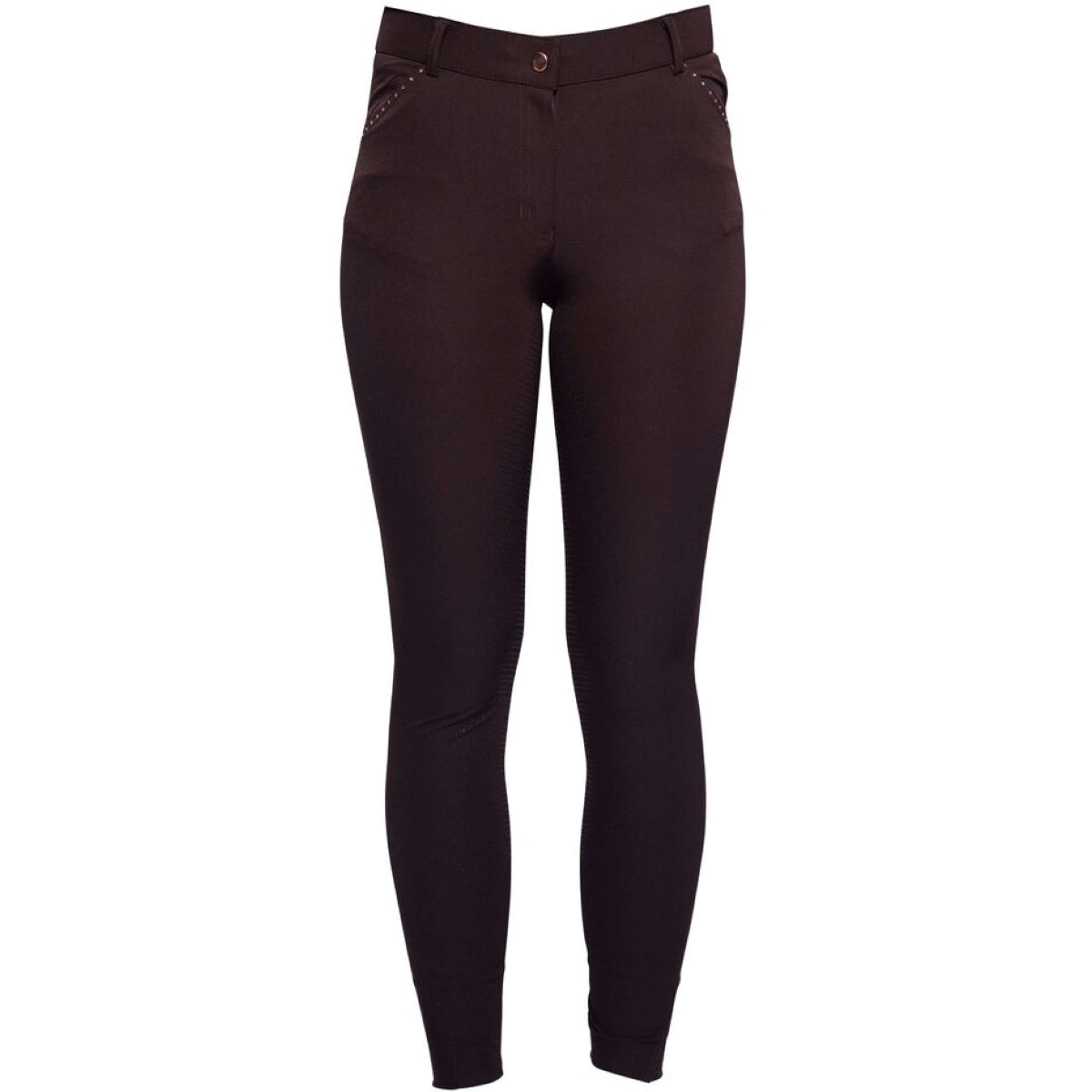 HKM Pantalon d'Équitation Rosegold Glamour Full Grip Marron/Or Rose