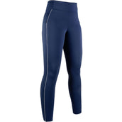 HKM Legging d'Équitation Equilibrio Silicone Fond de Peau Bleu Foncé