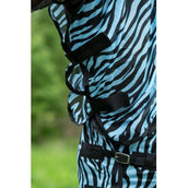 HKM Couverture Anti-Mouches Zebra avec Couvre-cou Aqua