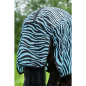 HKM Couverture Anti-Mouches Zebra Aqua avec Couvre-cou Lemon/noir