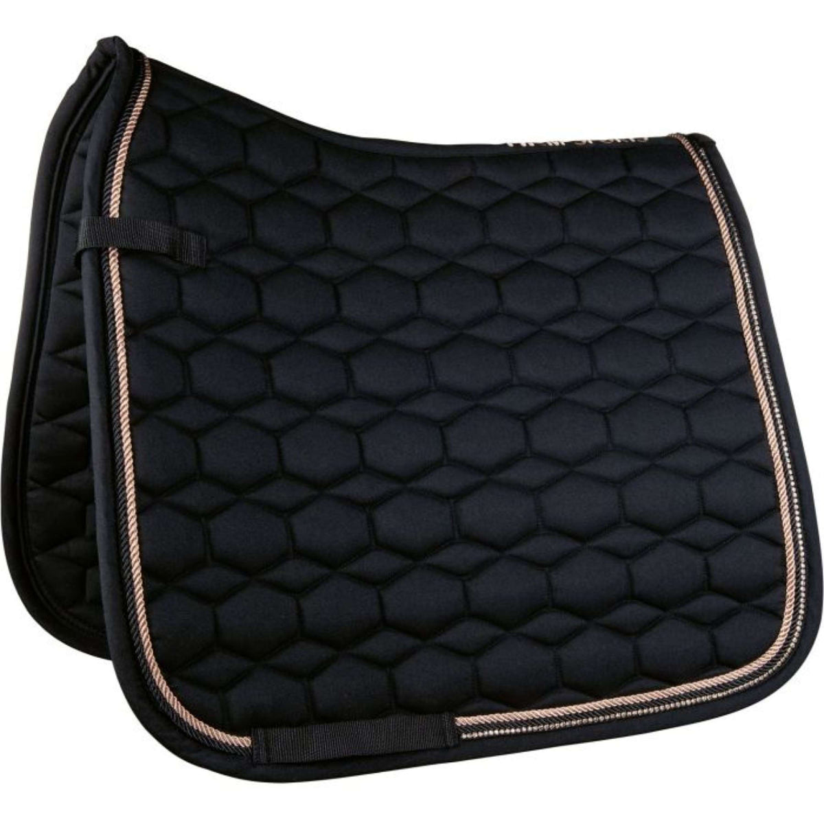 HKM Tapis de Selle Rosegold Glamour Polyvalent Noir/Or rose