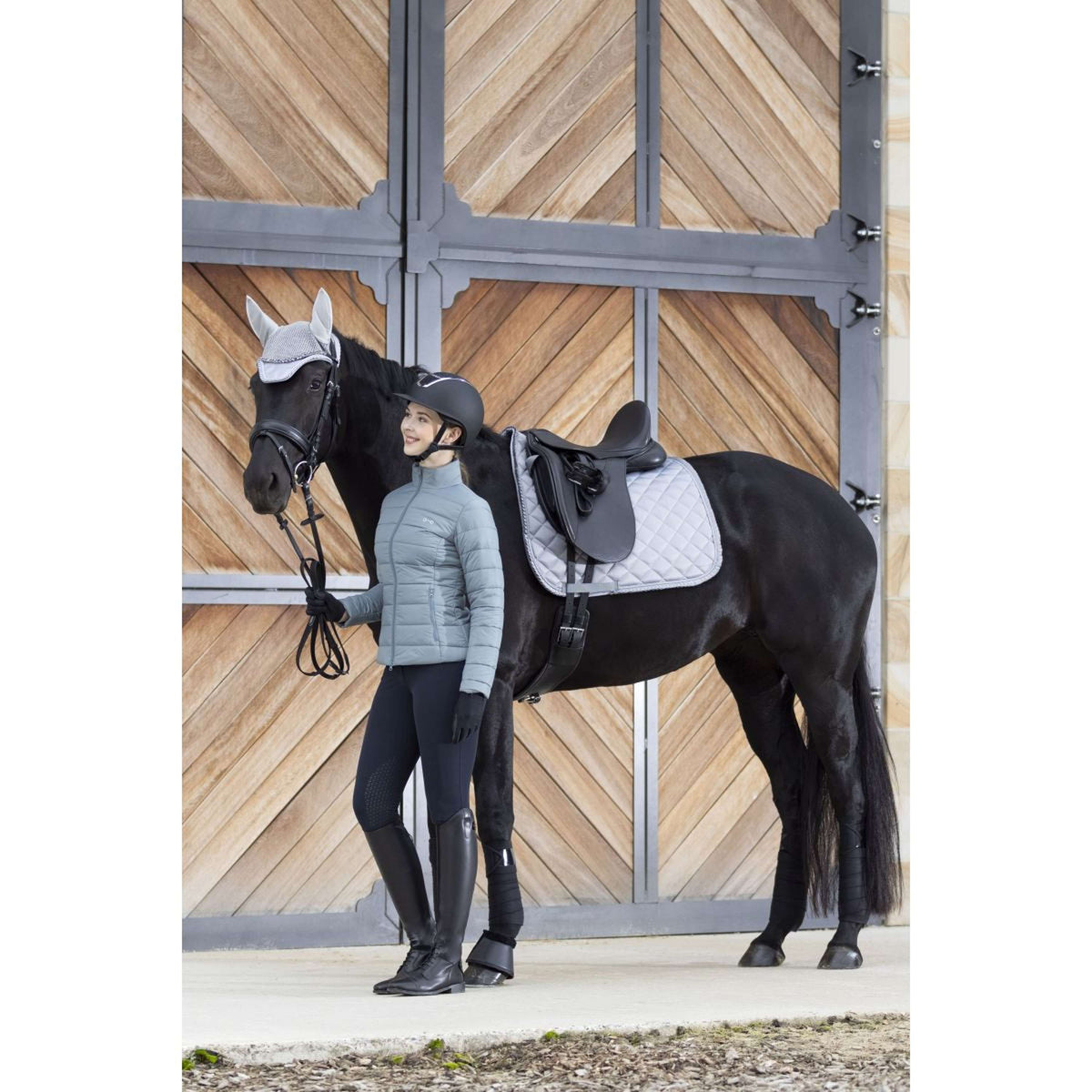 HKM Tapis de Selle Monaco Noble Dressage Gris/Bleu