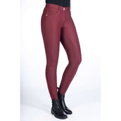 HKM Pantalon d'Équitation Luna Full Grip Vin rouge