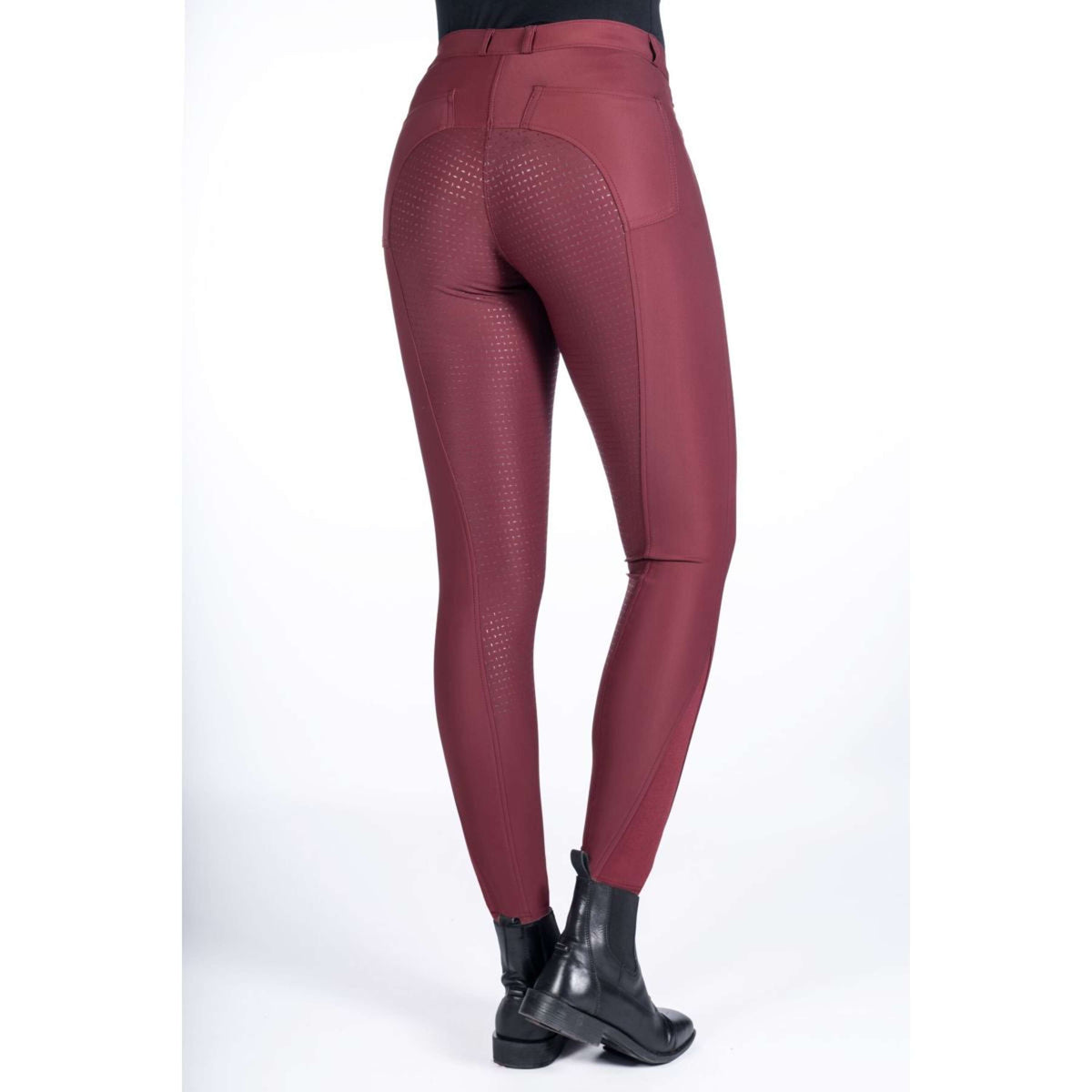 HKM Pantalon d'Équitation Luna Full Grip Vin rouge