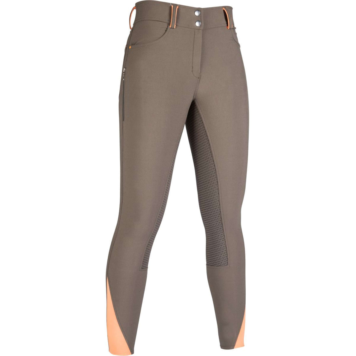 HKM Pantalon d'Équitation Lyon Silicone Fond de Peau Olive Vert